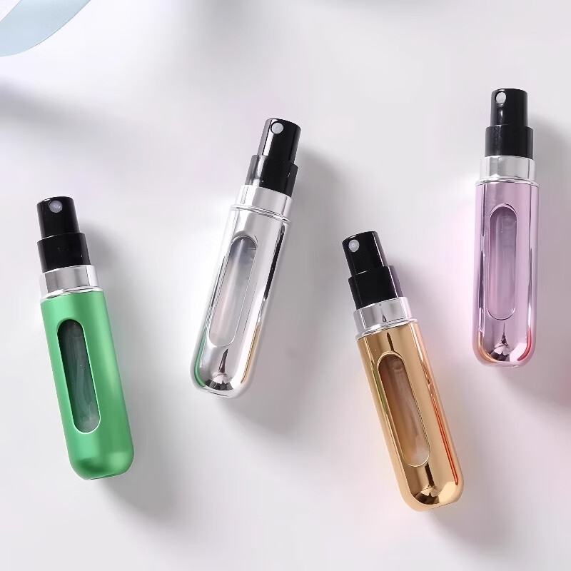 GECOMO Perfume Dispenser Bottle, Portable, Fine Mist, Mini Self-Pumping, Bottom-Fill Perfume Dispenser Empty Bottle, Matte Silver