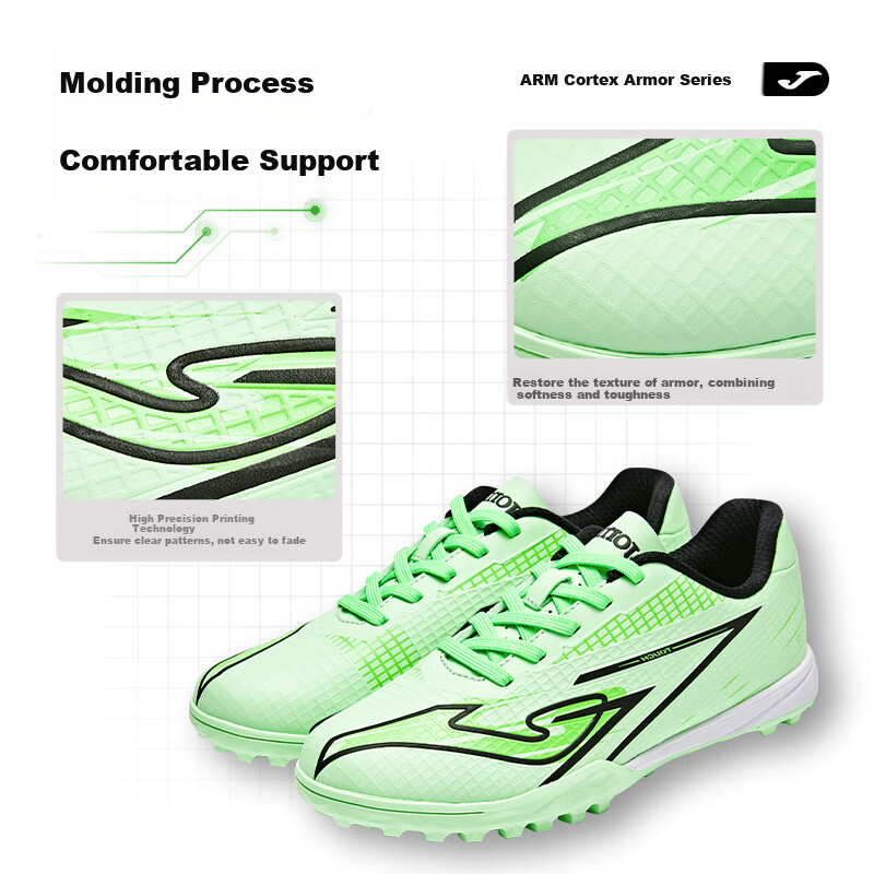 JOMA Children's Soccer Shoes, TF Turf Studs, Youth And Older Kids' Competition And Training Shoes, Grass Green, Size 35 (220mm)