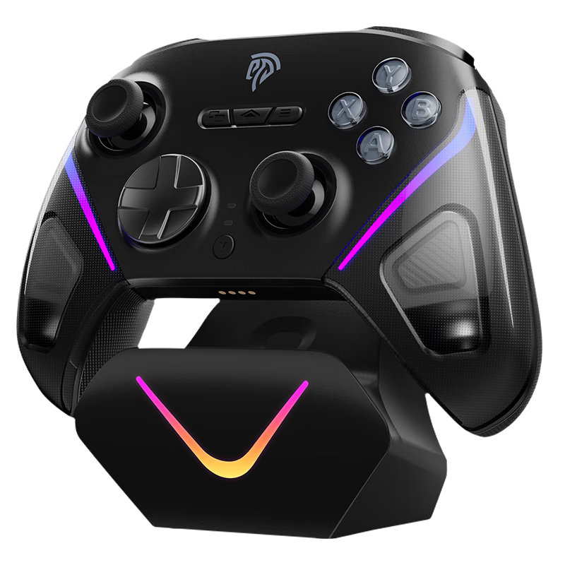 EasySMX Yishu Ma Liuxing D10 Wireless Game Controller TMR Joystick Dual Trigger Switch Bluetooth PC Android Apple Phone Computer Steam Wireless Controller Misty Black