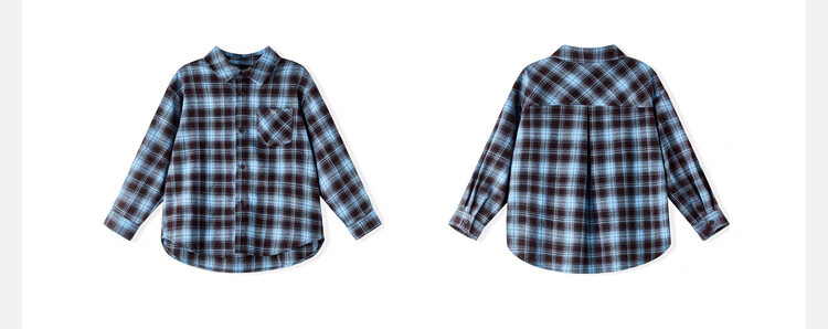 ASK JUNIOR Brushed Cotton Children's Shirt 2026 Spring Big Kids Plaid Contrast Collar Boys Jacket 3