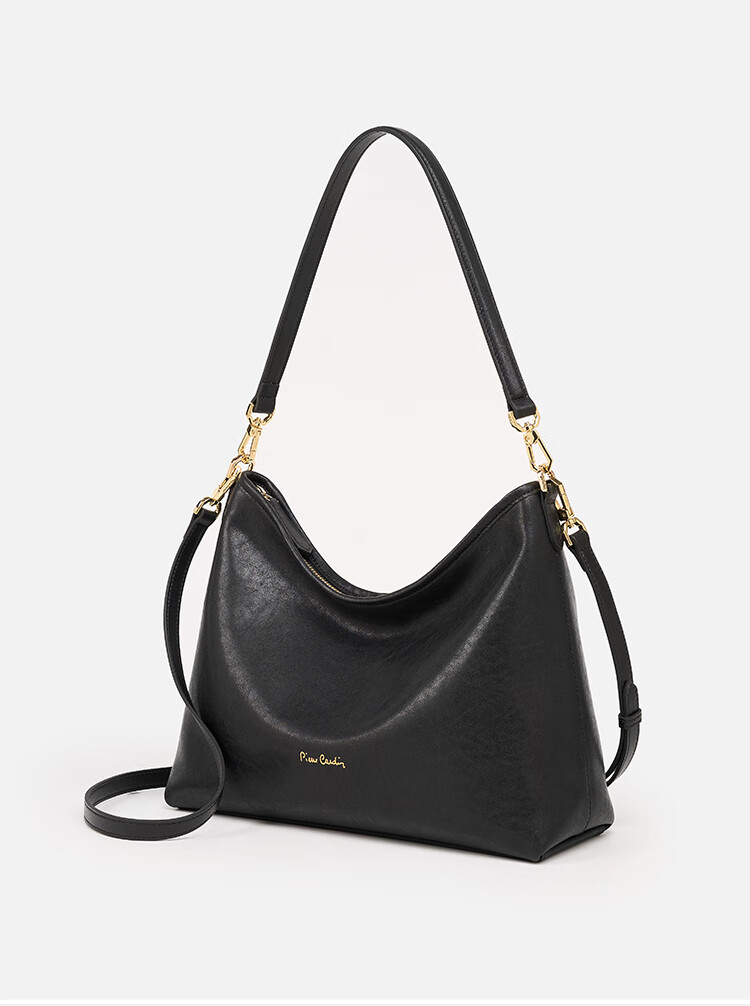 Pierre Cardin Hobo Handbag, Top-Grain Leather, Shoulder Crossbody Women's Bag, Gift for Girlfriend on May 20th, Black, with Free Gift Box 12