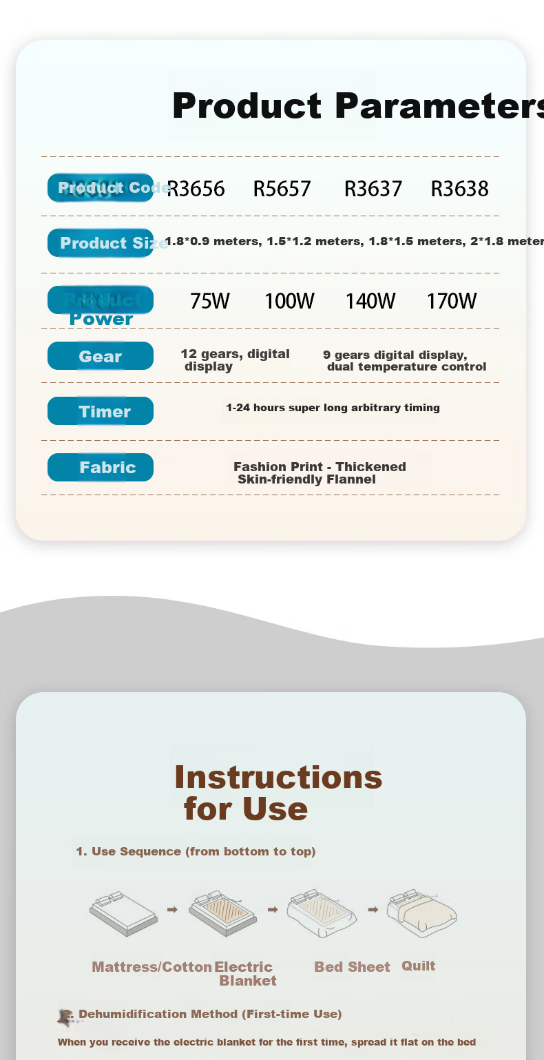 Royalstar [High Temperature Power-Off] Double-Person Dual-Control Anti-Mite Timed Skin-Friendly Velvet Electric Heating Blanket Mattress Pad 1.8*1.5 Meters 10