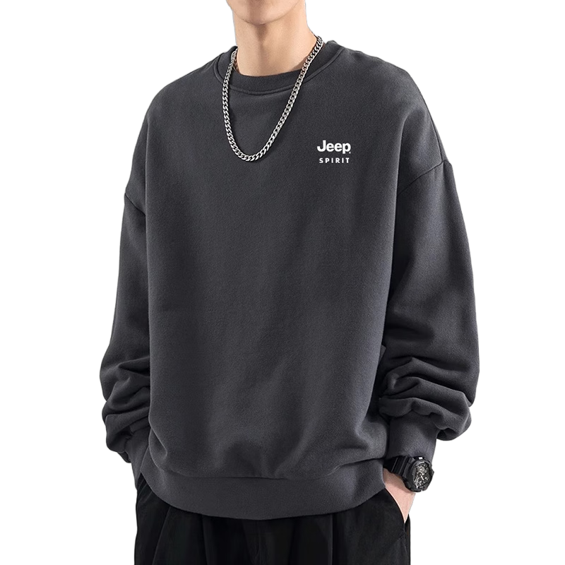 JEEP SPIRIT Men's Sweatshirt, Round Neck Jacket, Men's Autumn And Winter Long-Sleeve T-Shirt, Men's Base Layer, Casual High-End Top Clothing