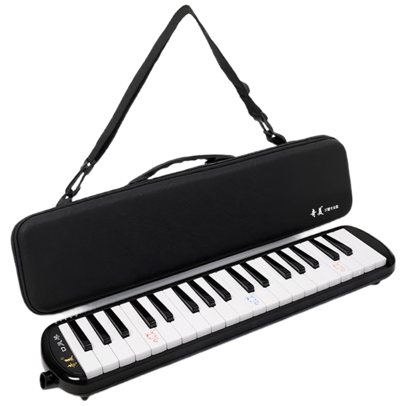Chimei 37-Key Professional Melodica in Macaron Colors for Students and Adults (Macaron Black, Includes Note Stickers and Blow Tube)