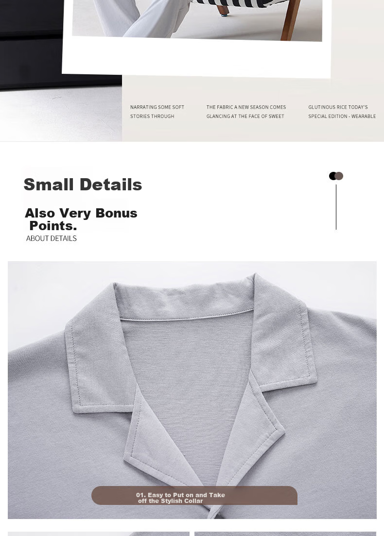 Ziyouxi Men's Pajamas Spring And Summer Pure Cotton Comfortable Home Wear Set, Wearable Outside, Turn-Down Collar, Simple Casual Cardigan Long Style 13