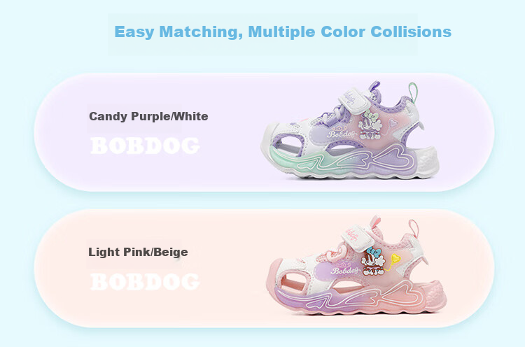 BOBDOG Girls' Summer Breathable Walking Shoes, Soft-Soled Children's Sandals, 105352072, Light Pink/beige, Size 22 1