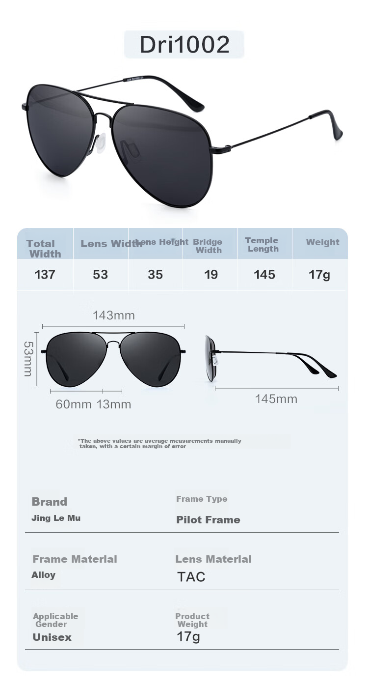 Jinglemu High-Definition Polarized Aviator Sunglasses for Men And Women, Driving-Specific Frog-Eye Glasses, Father's Day Gift, Black 9