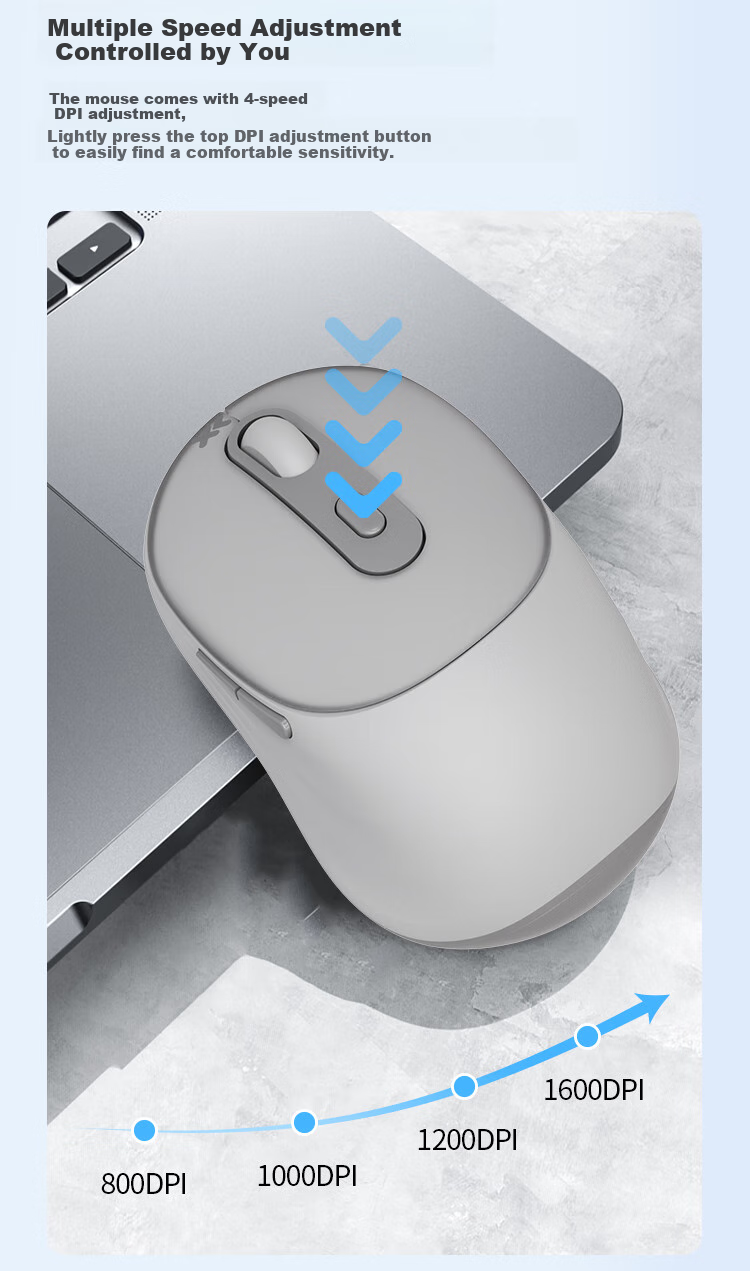 Lenovo Xiaoxin M2 Dual-Mode Wireless Bluetooth Mouse, Quiet And Portable, Skin-Like Feel, Comfortable Office Mouse, Computer Laptop Desktop All-In Tablet Mouse M2-BT Gray 5