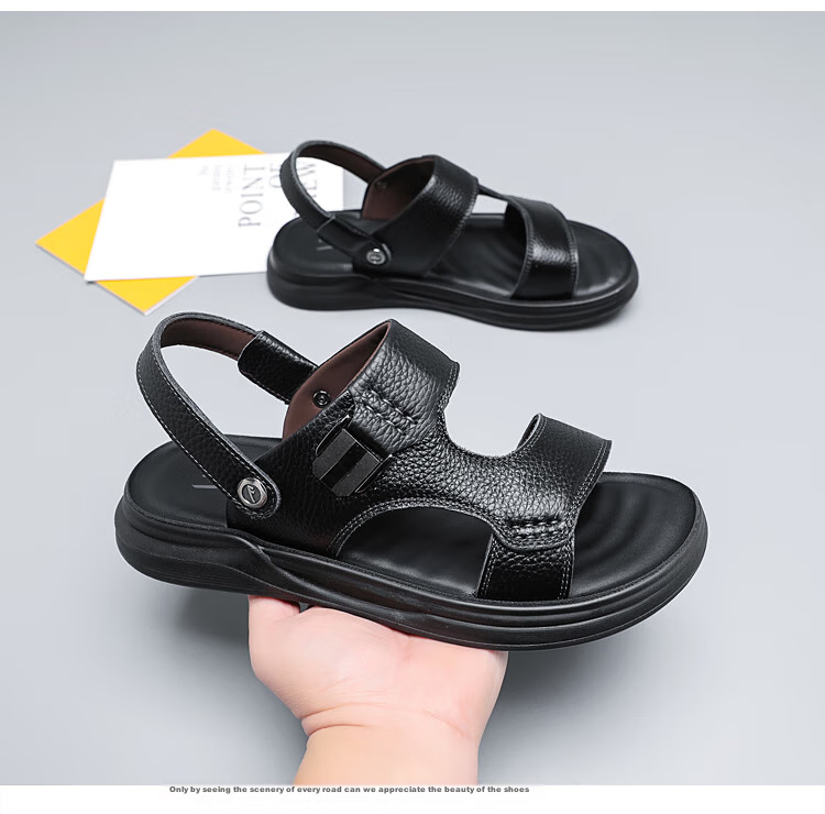 Warrior Men's Sandals, Summer Outdoor Sandals, Wear-Resistant Dual-Wear Beach Shoes, WSL(WZ)-1350, Black, Size 41 3