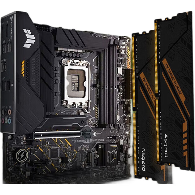 Оперативная память Asgard Jinlun Jia & TUF Co-Branded Edition, 16 ГБ (2x8 ГБ) DDR4 3200 МГц, CL18, с радиатором, черный/оранжевый