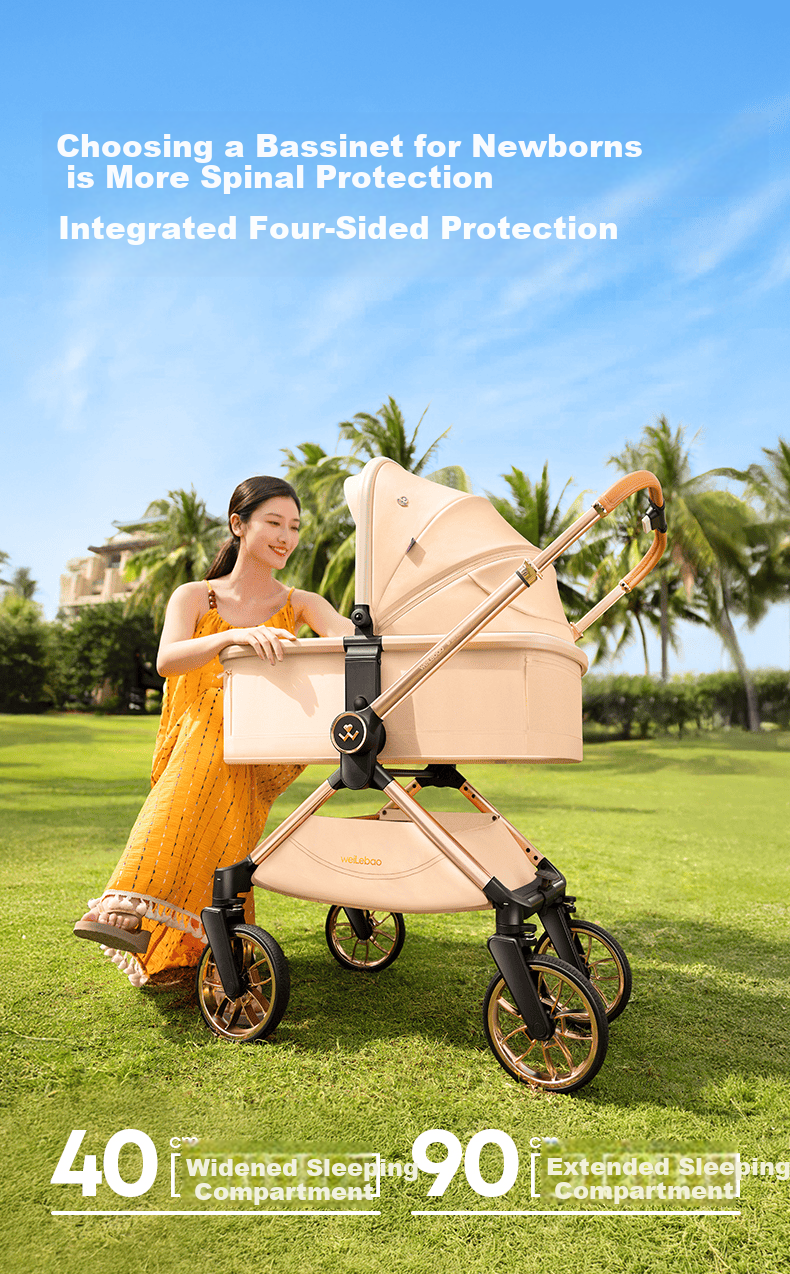 Welebao Huhangjia Baby Stroller Convertible Recline One-Key Folding Reversible High Landscape Lightweight Newborn Infant Pushchair B 17