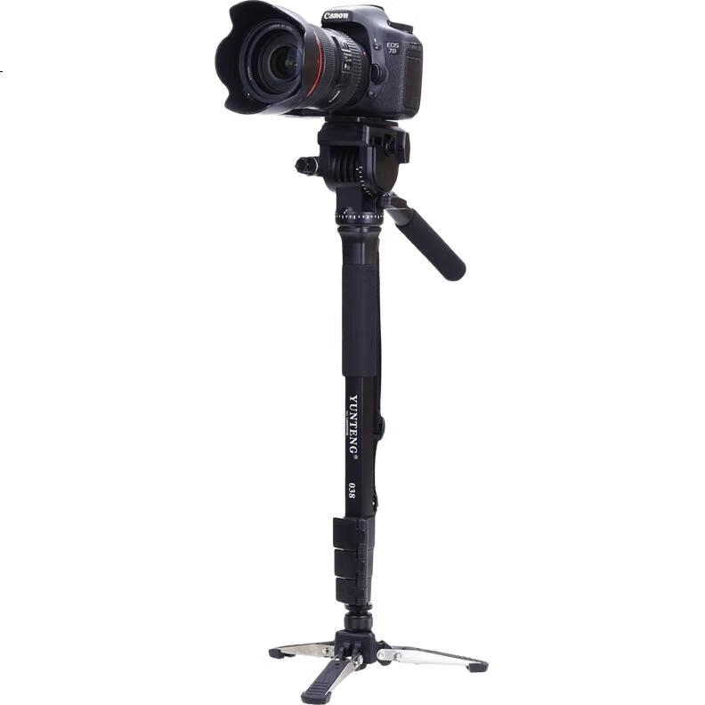 YUNTENG Monopod 038 Professional Photography And Videography Monopod, Hydraulic Head Single-Legged Tripod, DSLR Camera DV Camcorder Selfie Stand with Support Foot Pad Monopod