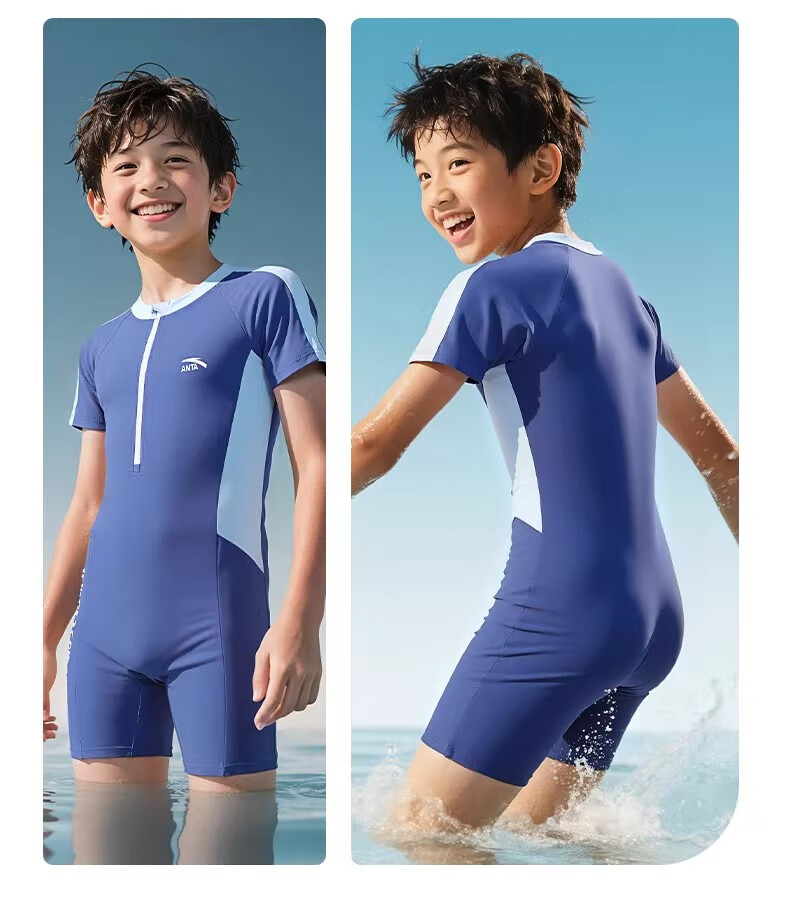 ANTA Children's Swimsuit for Boys And Girls, 2025 New Style One-Piece Square-Leg Swimwear, Kids' Hot Spring Beach Sun Protection Quick-Dry Swimwear 12