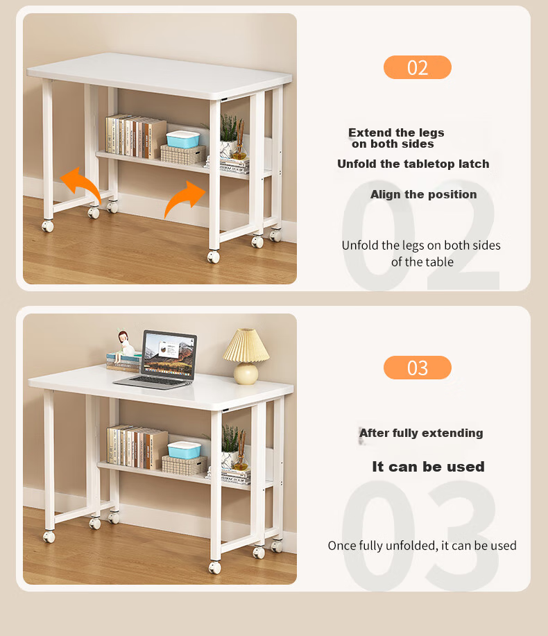 Jingzhihongwei Folding Computer Desk, Bedroom Home Desktop, Student Writing Desk, Simple Modern Writing Table, Mobile Work Office Desk 2