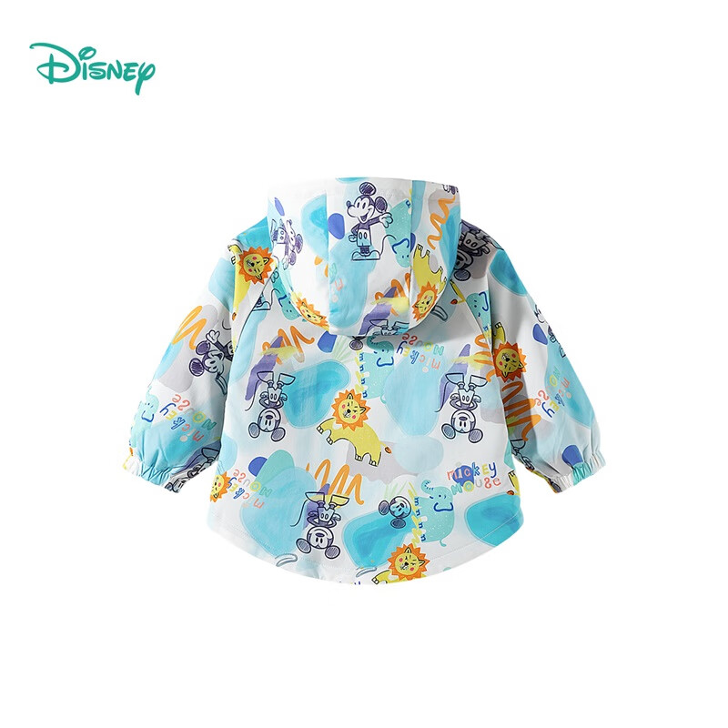 Disney Kids Autumn Winter Unisex Hooded 3-in-1 Oil-Resistant Cartoon Reversible Warm Jacket Light Blue Size 90