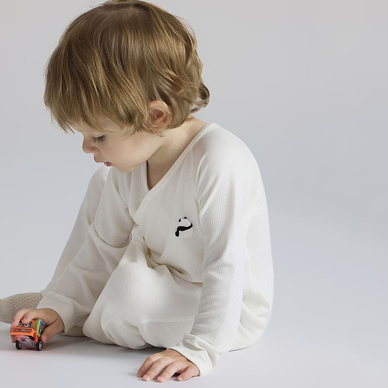 Aimer Baby Milk Leather Infant Long Sleeve Homewear Pajamas Romper Baby Crawling Suit Diagonal Jacquard - Vanilla White 66