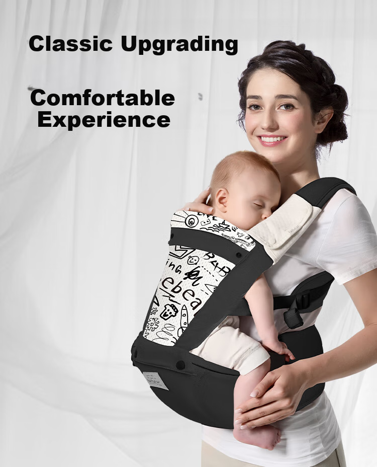 Bébéar Multifunctional Lightweight Belly Support Wide Stool Face-Holding Waist Stool Baby-Carrying Aid with Gift Box S305 - Plain Black for New Parents 1