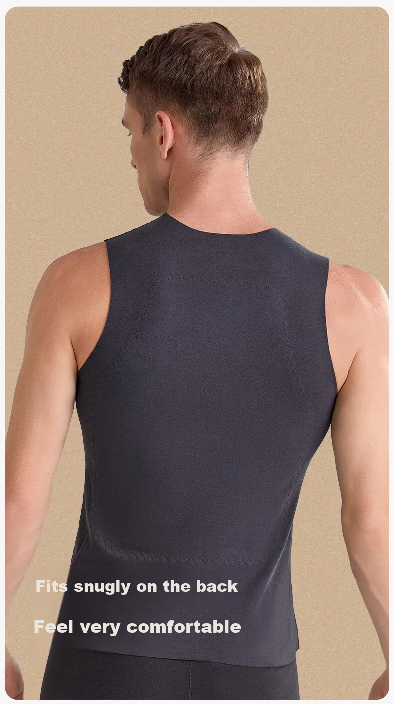 LangSha Thermal Undershirt for Men, Wool And Silk Patch Fleece, Slim Fit Seamless Sleeveless Undershirt, Base Layer, 2-Pack 14