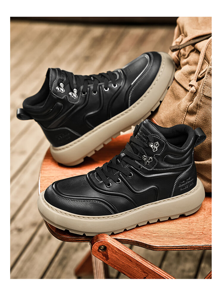 Bull Family Martin Boots Men Autumn Winter British Style High-top Work Shoes Vintage Durable Leather Outdoor Hiking Boots for Men 13