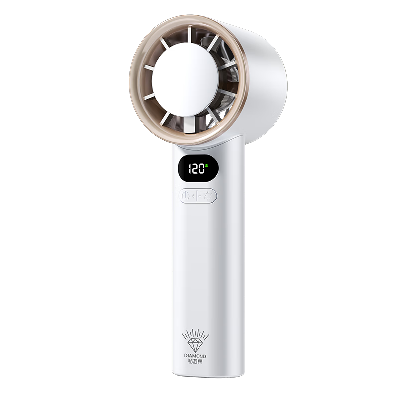 Diamond Brand Handheld Mini USB Cooling Fan Rechargeable Turbo DC Inverter High-Speed Motor Portable Outdoor Personal Fan White with Ice Pack M11B