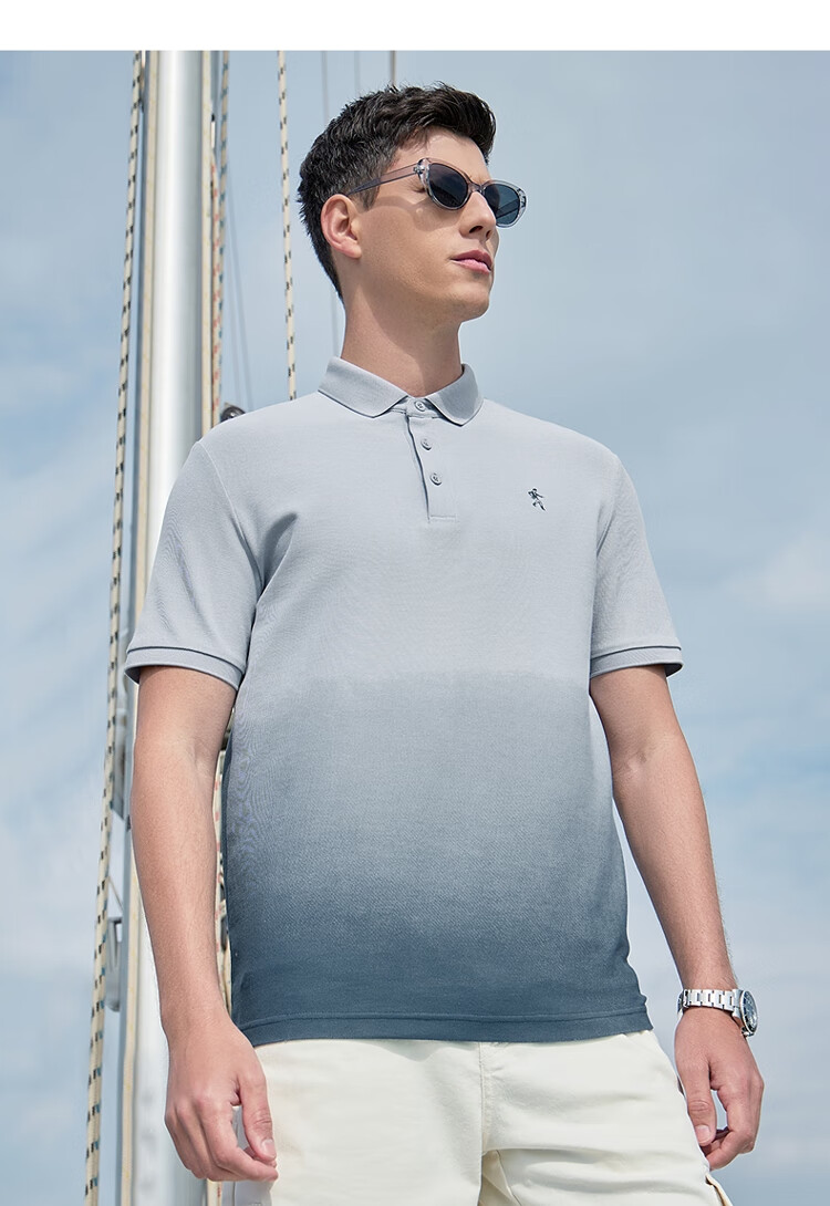 DANCING WOLVES [Gradient] Short-Sleeve Polo Shirt for Men, Summer Cool-Feeling Quick-Dry Breathable Business Casual Versatile T-Shirt Top for Me 13