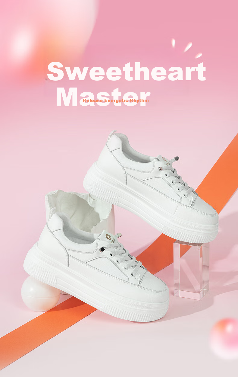 Kangnai Women's Casual Shoes, Spring And Summer Thick-Soled Heightening Sneakers, Academic Style, Solid Color, Breathable Comfortable White Shoes, White, Size 35 1