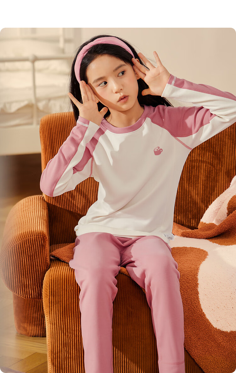 Balabala Thermal Underwear Set Thickened Autumn Winter Comfortable Girls Autumn Clothes and Pants Warm Ginger Heating Pajamas 208424169008 11