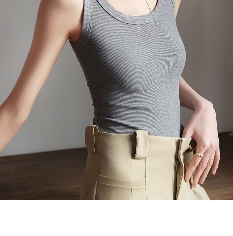 MiiOW Women's Camisole Tank Top, Cool Summer Modal Cotton, Conceals Side Boob, Inner Or Outer Wear, Round Neck Slim Fit T-Shirt Undershirt Top 11