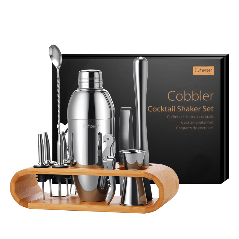 Cheer Cocktail Shaker Set with Shaker Cup, Cocktail Mixer Tools, Cocktail Glasses, Hand-Shaken Lemon Tea Tools, Shake Cup And Bottle, 12 Pieces