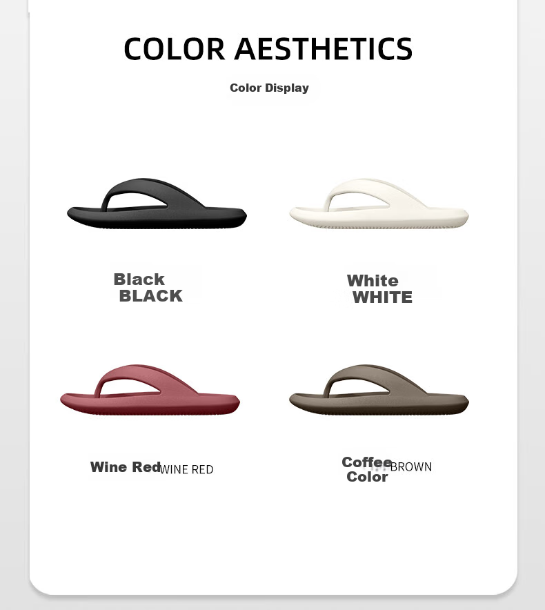 MEXICAN Flip-Flops for Men, Simple Cloud-Shaped Couple's Home Slippers, Non-Slip Beach Sports Outdoor Women's Sandals, Black 38-39 4