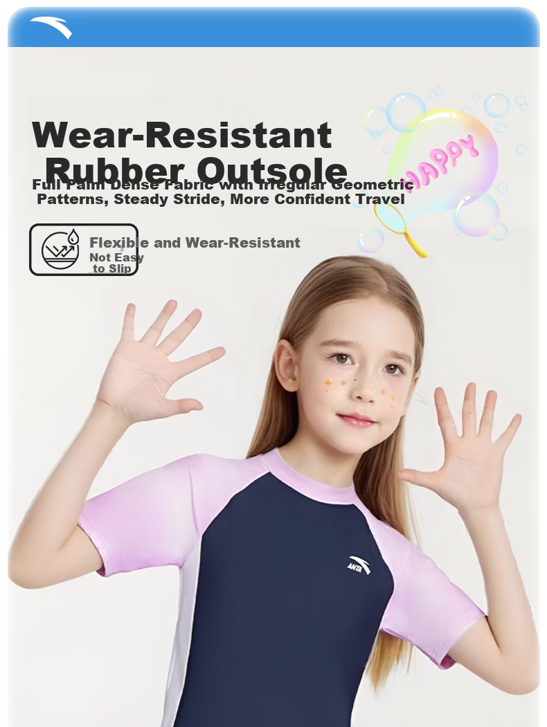 ANTA Children's Swimsuit Girls' New Style Two-Piece Set for Older Kids, Summer Sun Protection Professional Swimming Outfit for Girls, Purple, Size 140 2