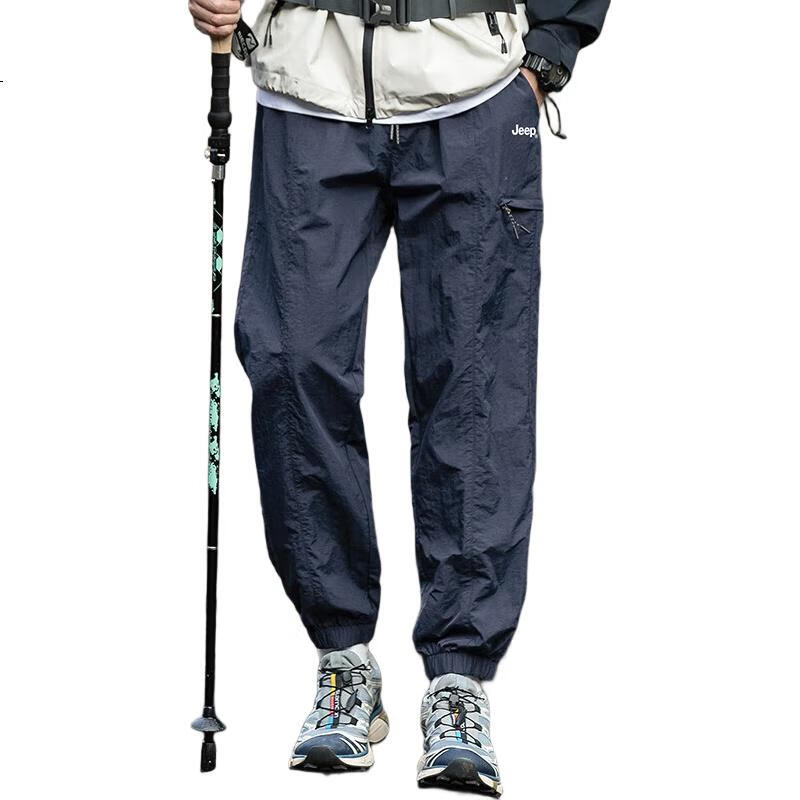 Джинсы JEEP Ice Silk Casual Pants для мужчин, летние модные мужские брюки, дышащие, быстросохнущие, темно-синие, размер XL