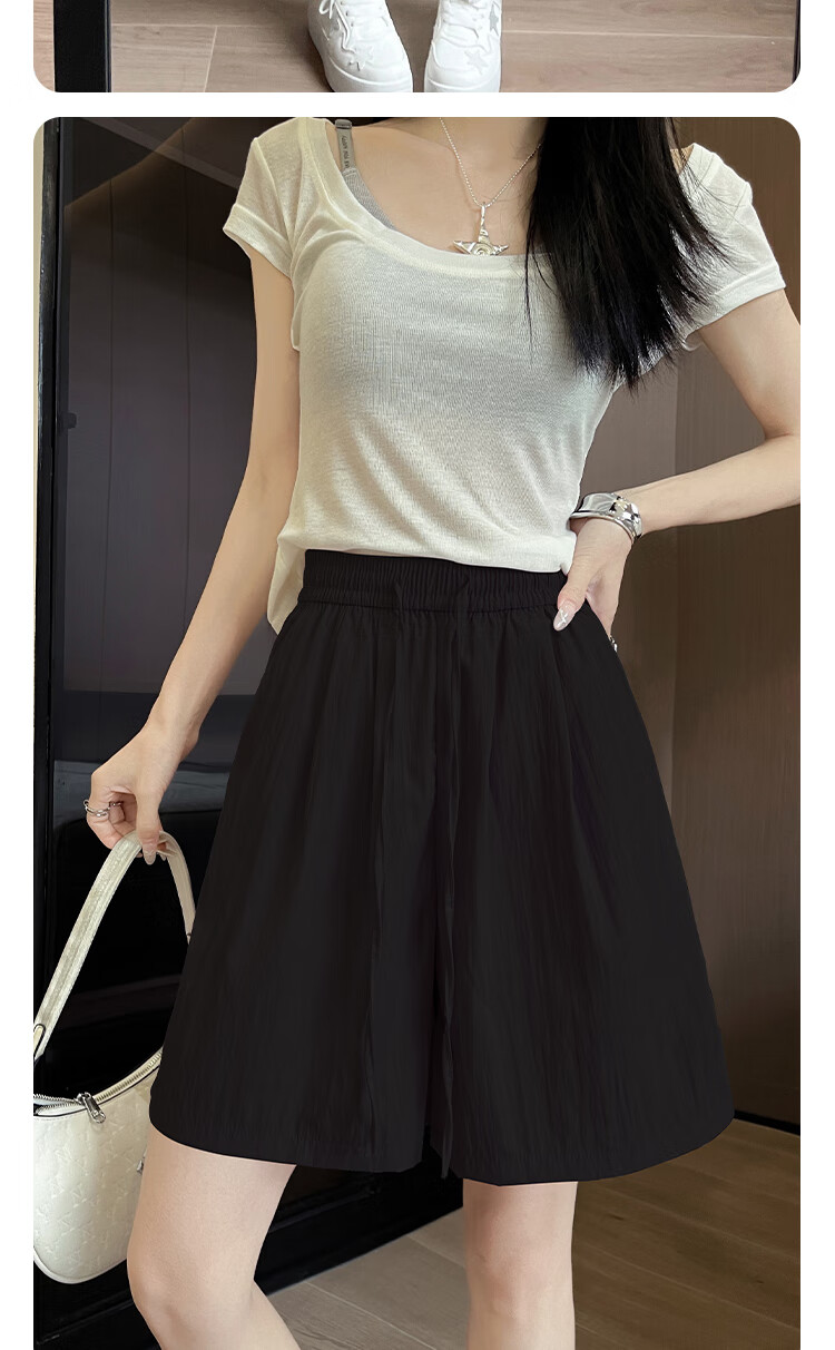 Xueqiman Ice Silk Quick-Dry Yamamoto Women's Shorts Summer 2026 New Loose Fit High-Waist Slimming Wide-Leg Sports Pants 10