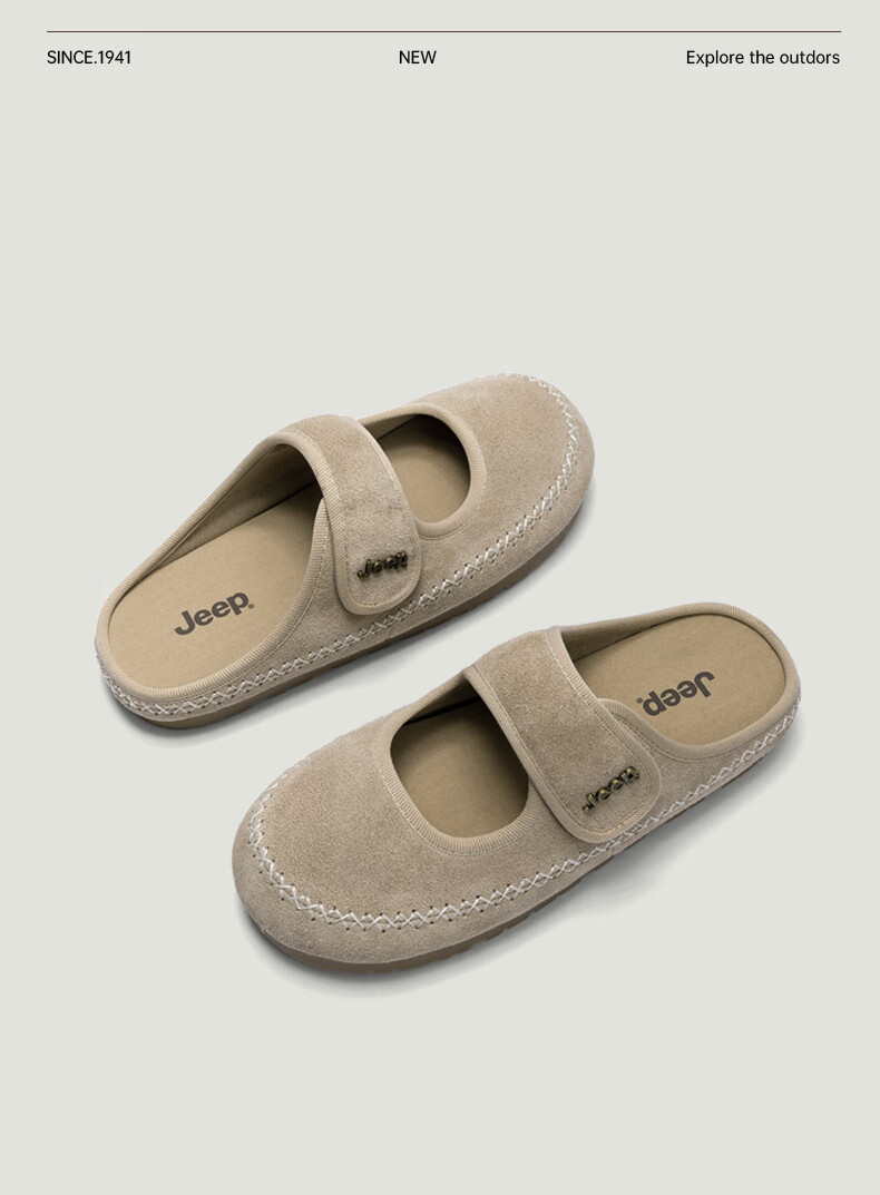 Jeep Baotou Birkenstock New Summer Breathable Slip-On Casual Mary Jane Women's Sandals Brown Size 36 17