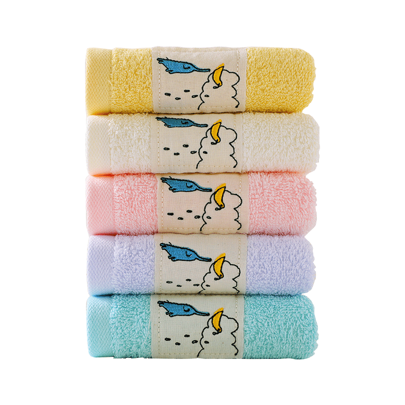 KING SHORE Class A Children's Towel, Pure Cotton 100%, Face Washing Small Towel, Ladies' Satin Small Towel, 5-Pack Sports Towels