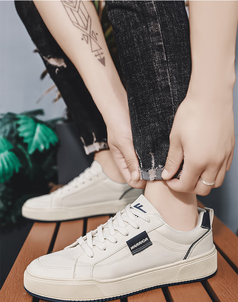 Warrior Official Men's Breathable Fashion 2026 Summer Sneakers Casual Shoes Men Beige Dark Blue Size 42 10