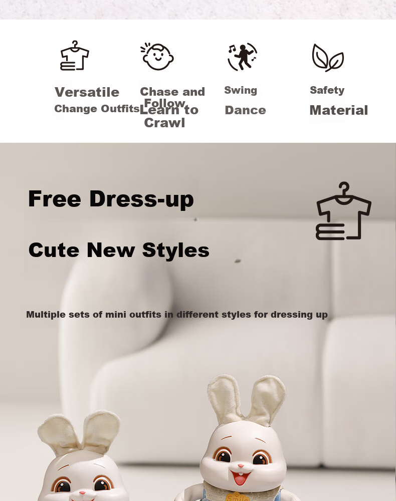 Dimoarch Electric Singing And Dancing Rabbit Toy for Babies, Educational Head-Lifting Practice Training Electric Toy for Infants And Childre 3