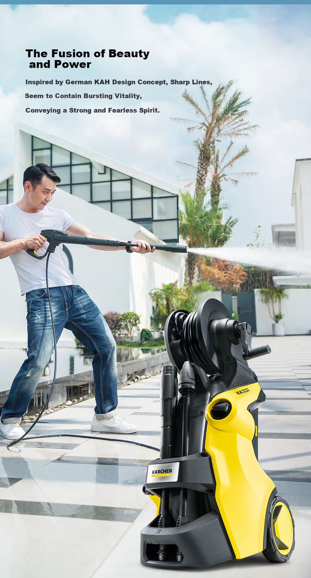 KARCHER German High-Pressure Car Washer, Household Car Washing Water Gun, High-Pressure Water Gun for Cleaning Courtyard, K4 Upgraded Version K4 PPC 4