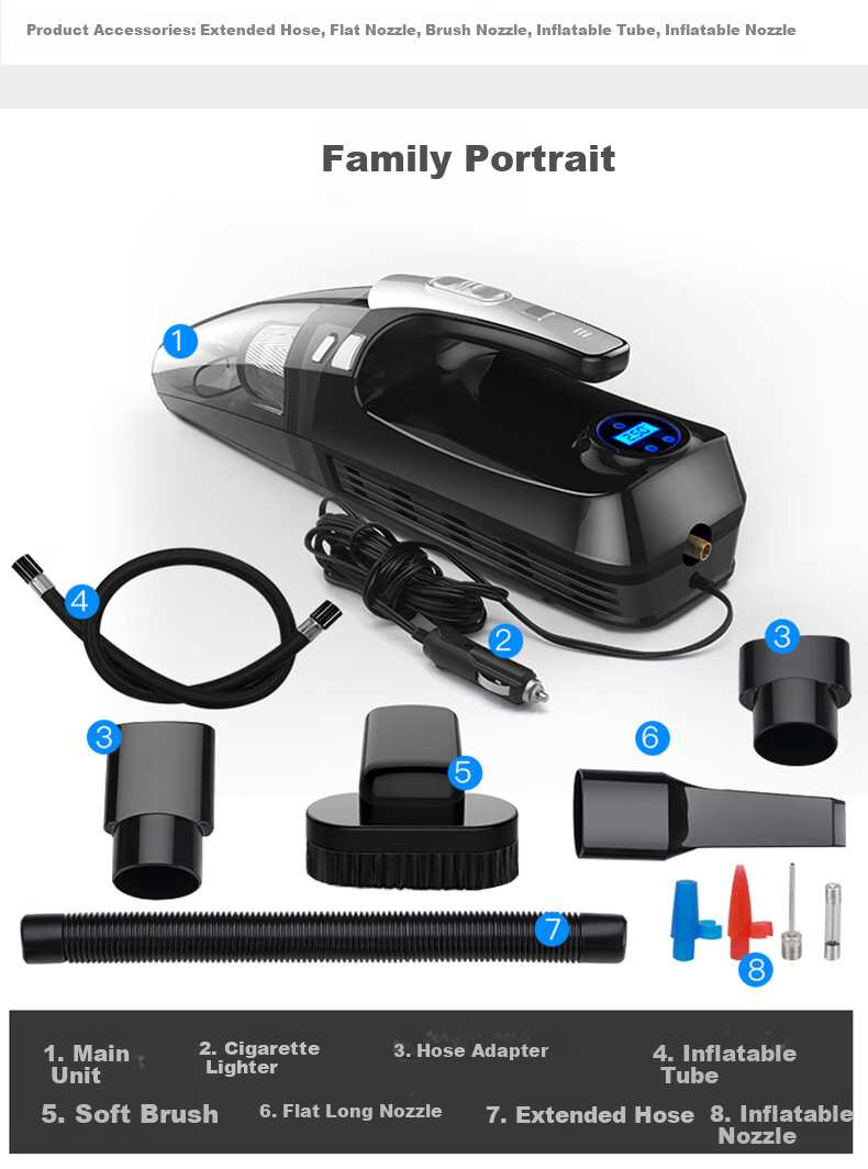 Jumu Car Vacuum Cleaner with Air Pump, Dual-Purpose Four-In Multifunctional Handheld High-Power Vacuum Cleaner JM-8811 17