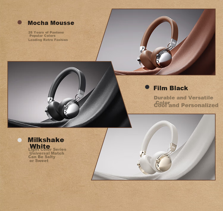 QCY Era 7 Retro Wireless Bluetooth Headphones, Celebrity-Style Fashion Digital Headwear, Milkshake White 3