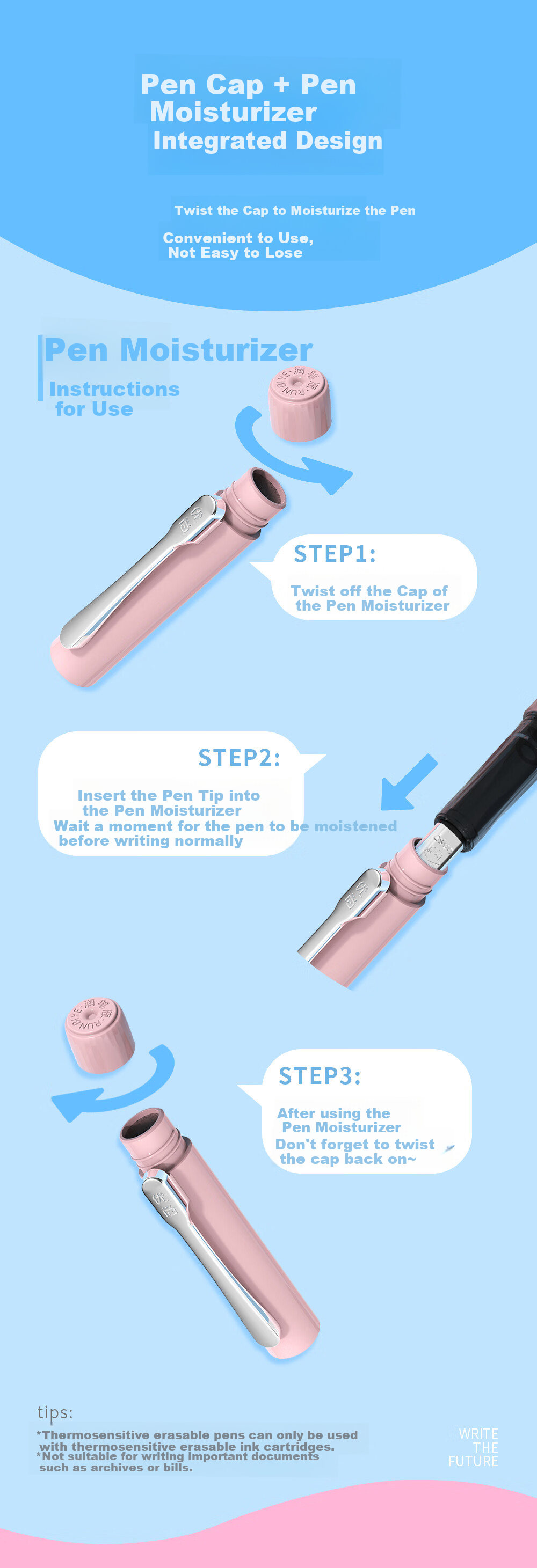 [Back to School Essential] OASO Erasable Fountain Pen for Primary School Students' Posture Correction And Handwriting Practice in Third Grade, Replaceable Ink Cartridge (Cherry Blossom Pink), Blue Erasable Ink Cartridge 4