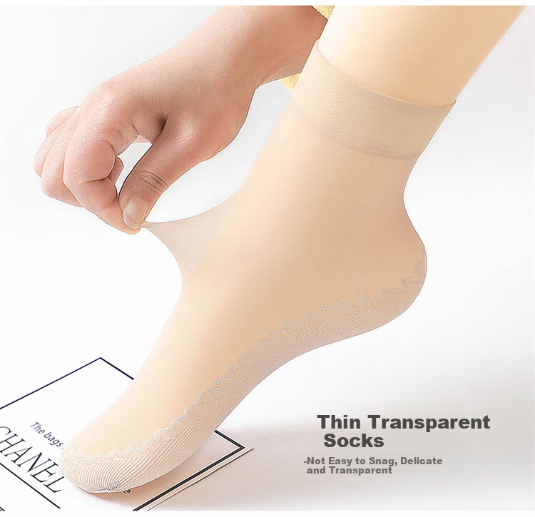 LangSha Silk Stockings, Short 6 Pairs, Spring And Summer Thin Style Women's Socks, Flesh Color Mid-Calf, Reinforced Sole, Non-Slip Short Socks, One Size Fits All, 6 Pairs Per Pack 17