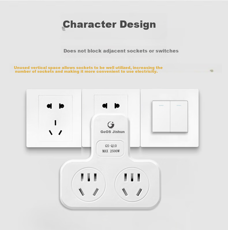JS JISHUN Socket Extender, College Dormitory Power Strip Adapter, One-To Converter Plug, Multi-Outlet Power Strip 1