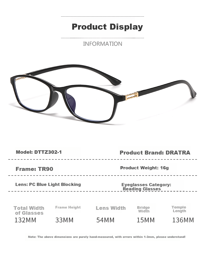 DRATRA Reading Glasses for Men, High-Definition Anti-Blue Light Presbyopic Glasses, Ultra-Light Fashionable Middle-Aged And Elderly Reading Glasses for Phone Use, Hyperopia Glasses 2