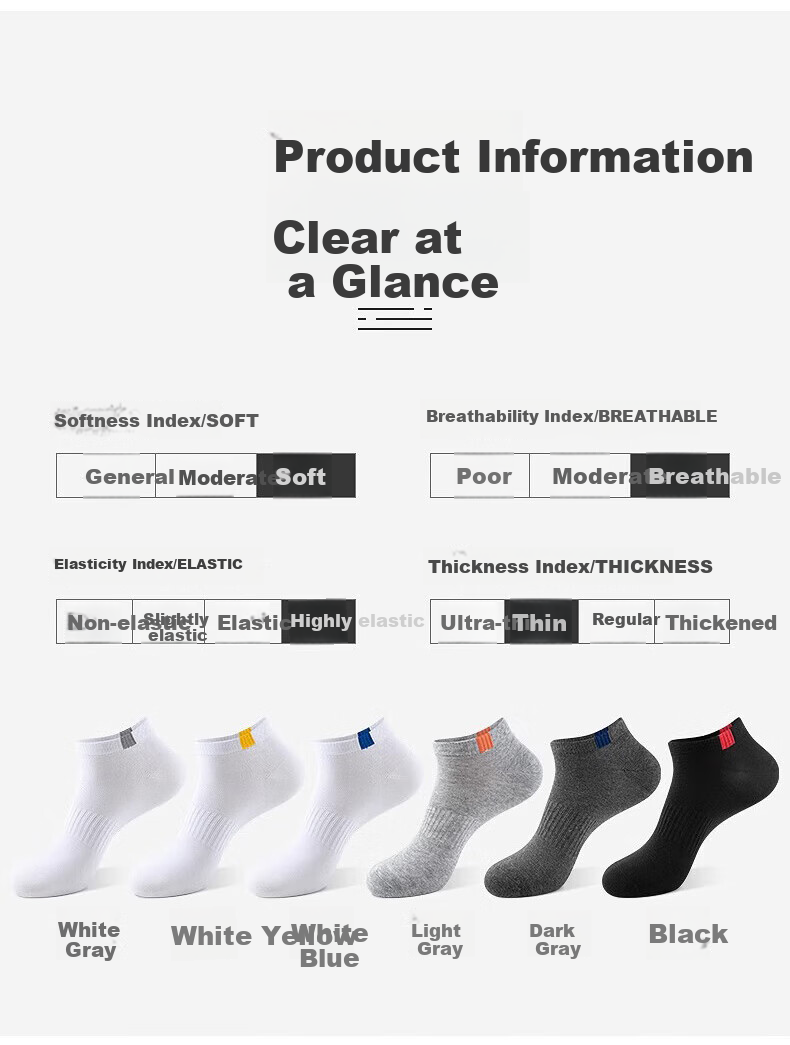 Mianmanman Men's Socks, Xinjiang Cotton Short Socks, Antibacterial And Odor-Resistant, Thin Summer Style, Breathable, Non-Slip, Waist-Cinching Low-Cut Boat Socks, 10 Pairs Pack, Tt 13