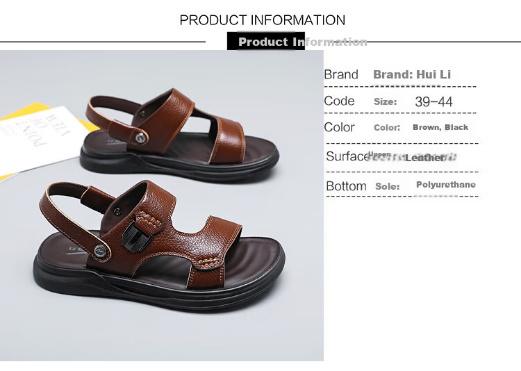 Warrior Men's Sandals, Summer Outdoor Sandals, Wear-Resistant Dual-Wear Beach Shoes, WSL(WZ)-1350, Black, Size 41 2