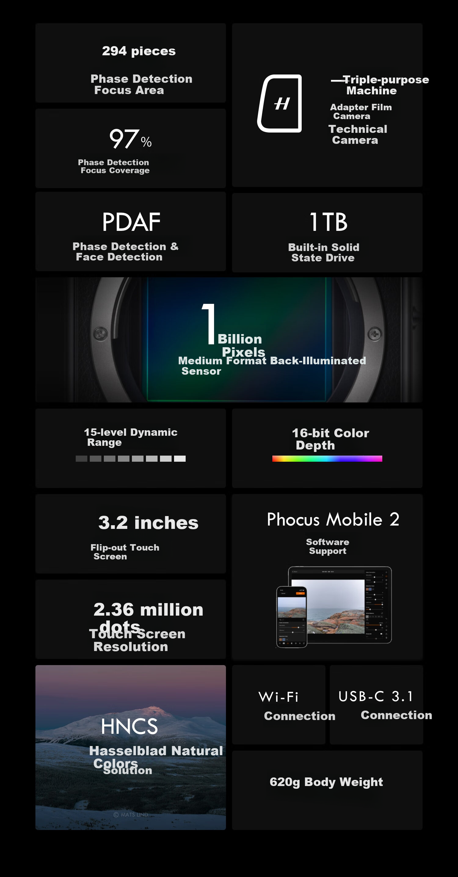 HASSELBLAD 907X & CFV 100C Medium Format Mirrorless Digital Camera, Film Adapter, 100 Million Pixels, HASSELBLAD Natural Color Solution, Phase Focus 3