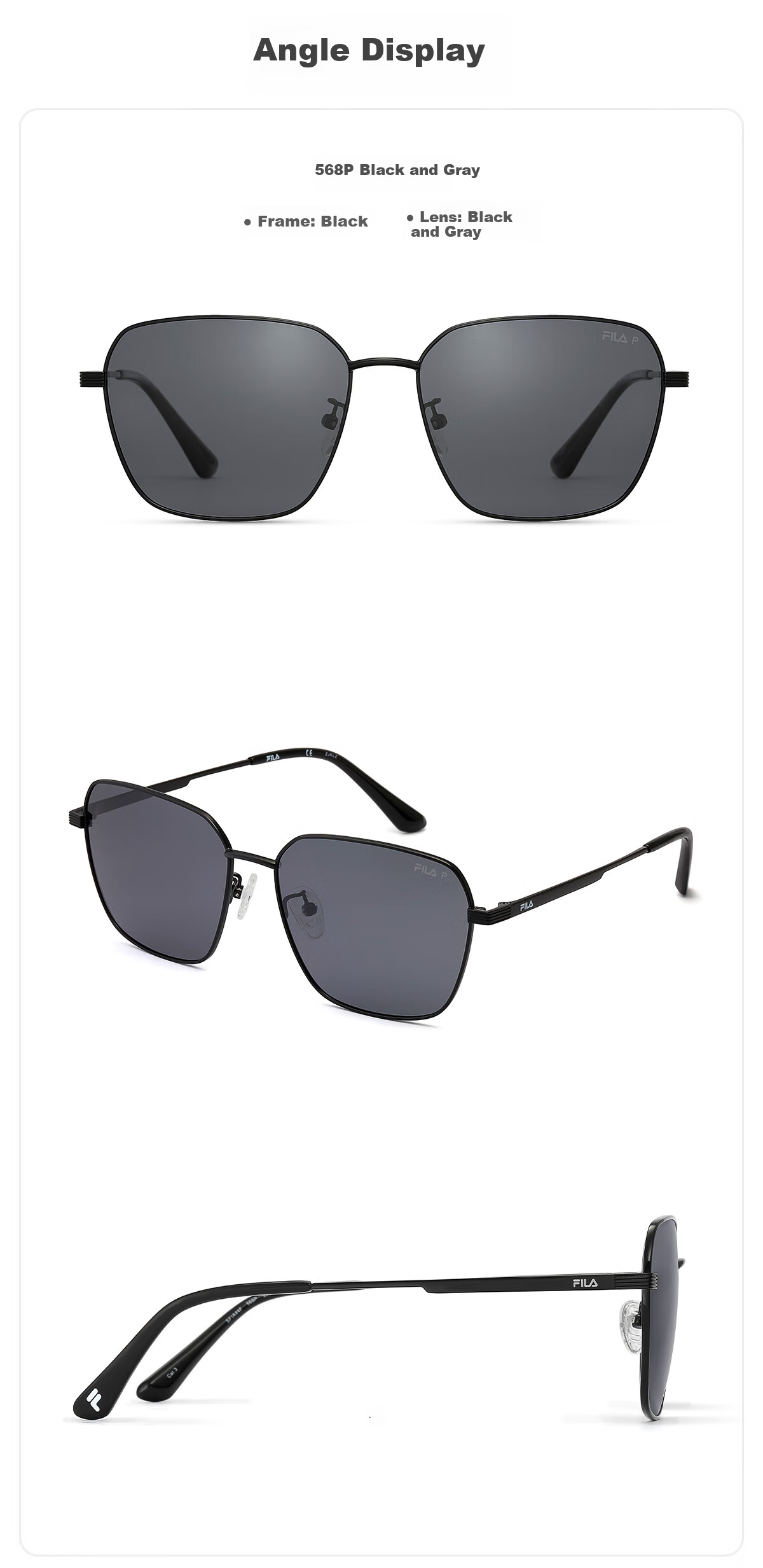FILA [Father's Day Gift] Polarized Sunglasses for Men, Square Frame Driving Sunglasses, Fishing Glasses SFIA44 Polarized Gray 3