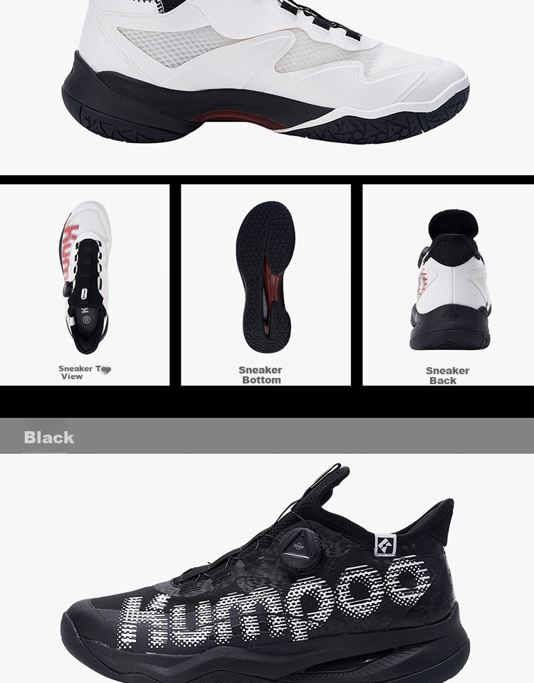 KUMPOO Badminton Shoes, Shock-Absorbing Breathable Button Laces, Men's And Women's Sports Shoes, Hou Yi PRO KH-G826S, White, Size 35 11