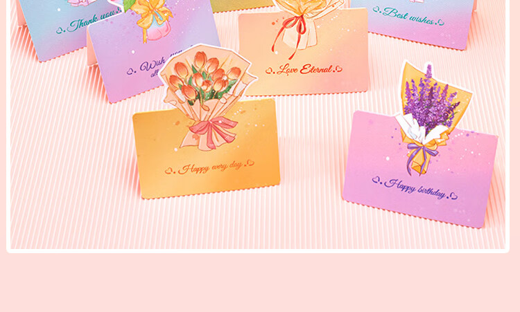 Jufu Women's Day Gift Birthday Cards 30pcs 3D Bouquet Greeting Cards Mother's Day Valentine's Day Birthday Postcards Decorative Blessing Cards 5